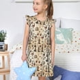 thumbnail image 4 of Balery Wine 1 Camisón de princesa para niñas, pijama de algodón con mangas abullonadas, suave y bonito.-Large, 4 of 6