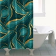 thumbnail image 4 of Teal Gold Marble Pattern Shower Curtain 72"x72" ,Bathroom Decorative Shower Curtains Set with 12 Hooks,Modern Waterproof Washable Shower Curtain, 4 of 6