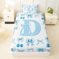 thumbnail image 3 of Castle Fairy Blue Cherry Bow Letter D Twin Sheet Sets 3pcs for Girls,Kawaii Fruit Initial Bedding, 3 of 6