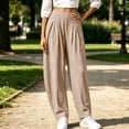 thumbnail image 6 of Bovxnpu Womens Casual Athletic Pants Lounge Pants High Waist Pleated Cotton Linen Wide Leg Loose Casual Pants, 6 of 8