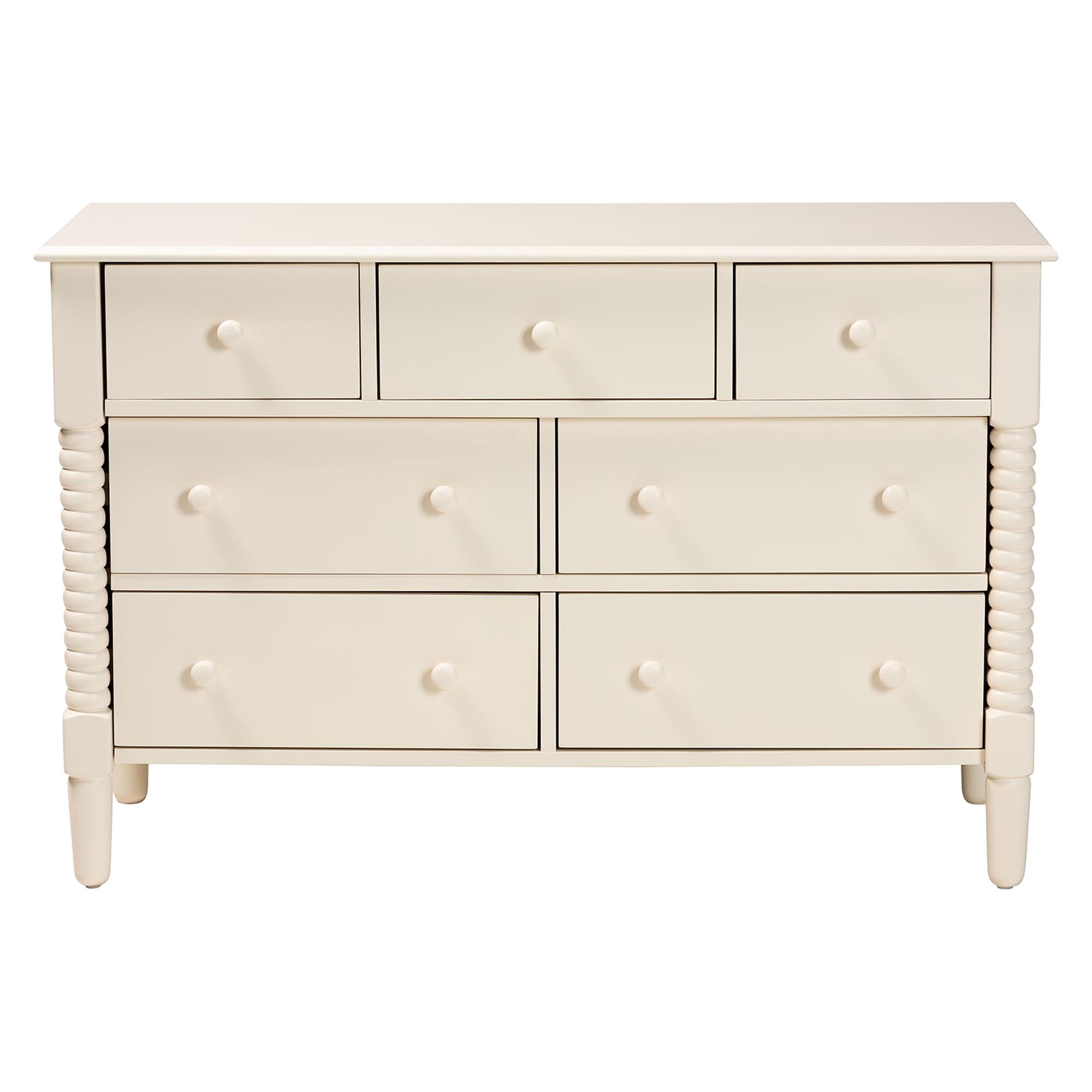 Baxton Studio Braith Farmhouse Dresser, 7-Drawer, Ivory