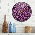 thumbnail image 3 of WOBOGO Purple Leopard Print Acrylic Wall Clock Battery Operated 11.9in Silent No Tick Bedroom Living Room Office Classroom Decoration, 3 of 10