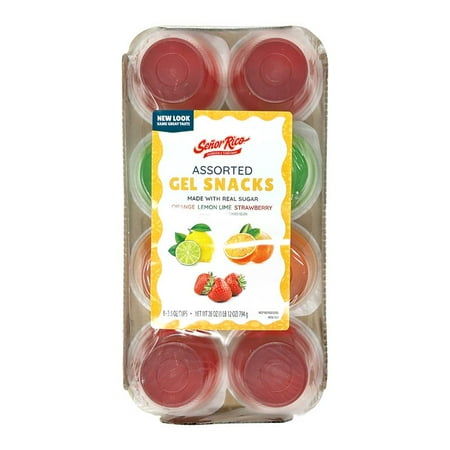 Senor Rico, Assorted Flavors Gel Snacks, Refrigerated 3.5 oz Plastic Cup, Variety 8 Pack