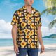 thumbnail image 3 of Balery Vintage Black White Plaid Sunflowe Camisas hawaianas de manga corta para hombre, camisas playeras de corte holgado, camisas de vacaciones con botones,XX-Large, 3 of 7