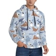 thumbnail image 2 of Kdxio Seal Fox Seagull Whales Print Mens Casual Hooded Collar Drawstring Hoodies Pullover Sweatshirts Casual Long Sleeve Shirts-4X-Large, 2 of 7
