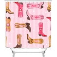 thumbnail image 2 of 4PCS Cowgirl Shower Curtain Sets with Rugs, Western Shower Curtain, Waterproof Fabric Pink Shower Curtain, Hot Pink Cowboy Boots Star Aesthetic Groovy Funky Preppy Teen Girls Bathroom Decor, 2 of 7