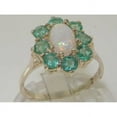 thumbnail image 5 of LBG British Made 18k White Gold Natural Opal & Emerald Womens Promise Ring - 33 size options - Size 7.75, 5 of 6