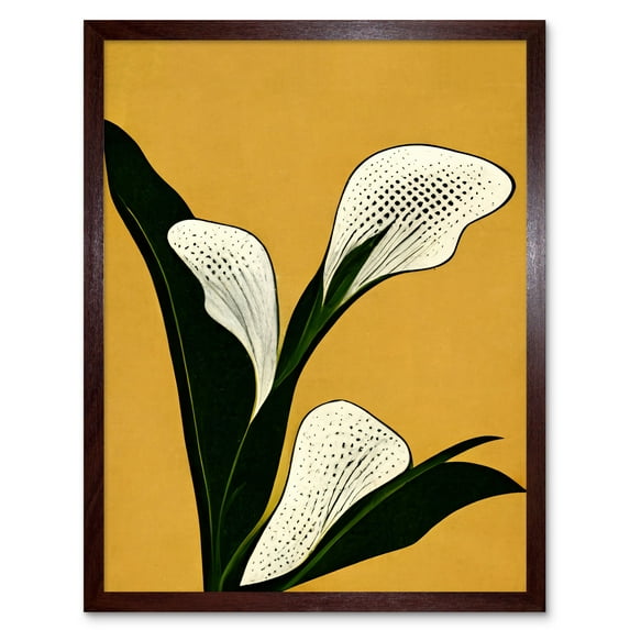 Art Deco Pop Art White Calla Lily Flower Plant Art Print Framed Poster Wall Decor 12x16 inch