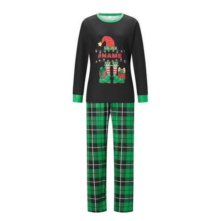 

Family Matching Christmas Pajamas Letter Elf Hat Print Sleepwear