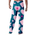 thumbnail image 3 of Fgvctg Valentine's Day Pajama Pants for Men Lightweight Wide Leg Sleepwear Pajama Pant Loungewear Love Heart Print High Waisted Pjs Spring Fall Drawstring Lounge Pants with Pockets Dark Blue S, 3 of 4