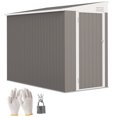 thumbnail image 1 of Outsunny 4' x 8' Lean to Outdoor Shed with Lock, Light Grey, 1 of 10
