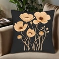 thumbnail image 5 of Elegant Set of 2 18x18in Throw Pillow Covers with Beige and Brown Floral Design on Black Background - Perfect for Couch Bed Car, 5 of 8