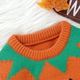 thumbnail image 4 of Toddler Baby Boy Girl Halloween Outfit Knitted Pumpkin Ghost Face Sweaters Crew Neck Pullover Sweatshirt Fall Winter Clothes, 4 of 8