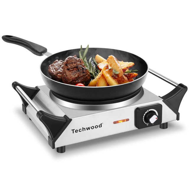 Placa calefactora Techwood de 1500 W, quemador único, 19 cm