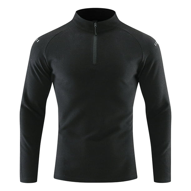 pstuiky mangas largas para hombre, Camiseta deportiva ligera y transpirable de manga larga con cuello alto y color sólido para hombre Tops de hombre l