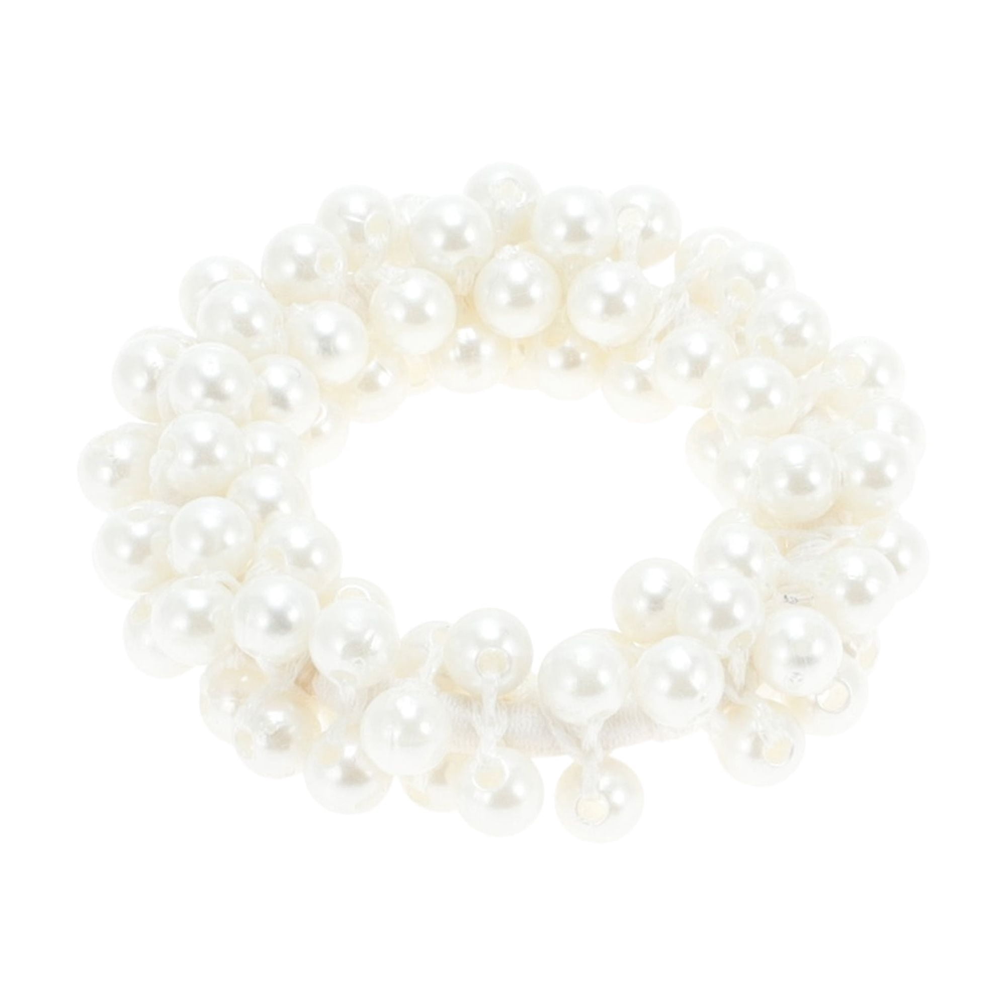 NOMADIC NOOK Fashion Faux Pearls Hair Elastic Band White Champagne Beige Black Gray 5 Pcs
