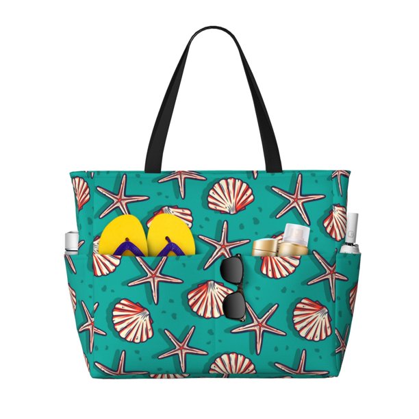 Easygdp Starfish and Shell Bolsa de Viaje de Playa de Gran Capacidad, Bolsa Tote Perfecta para la Playa, Escapadas de Fin de Semana y Viajes