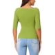 thumbnail image 3 of Camiseta de manga corta para mujer INSPIRE CHIC, de punto acanalado, ajuste ceñido, cuello cuadrado, suéter sólido, blusa, tops M verde, 3 of 6