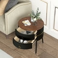 thumbnail image 4 of O&K FURNITURE Industrial End Table with 2-Drawer, 21.85''Sofa Side Table, Metal Round Nightstand for Living Room Bedroom, Black, 4 of 10