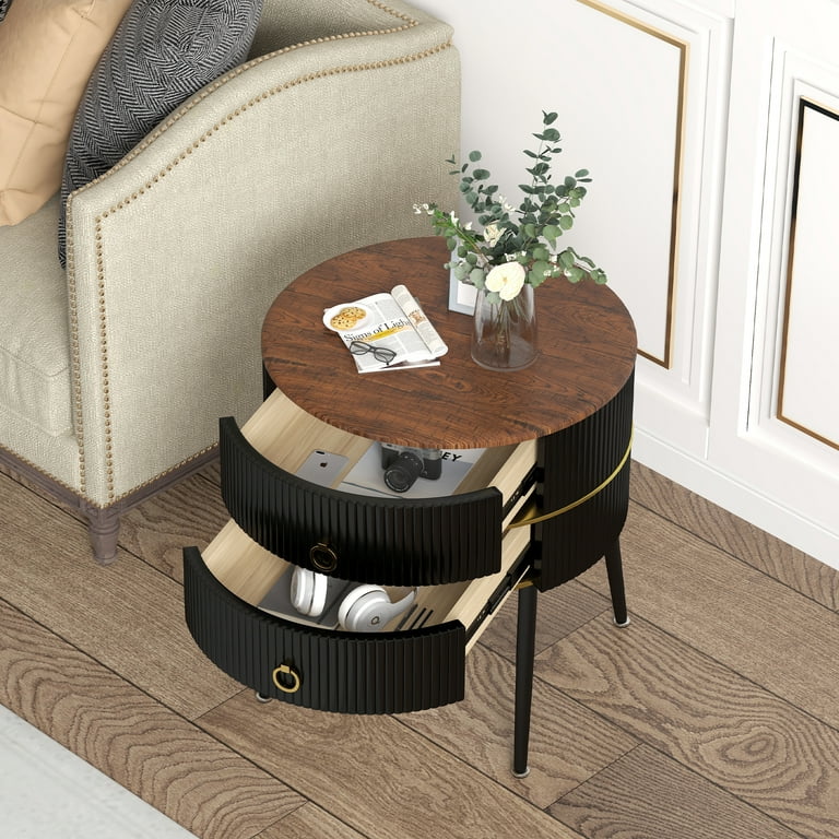 O&K FURNITURE 2-Drawer Industrial End Table, 21.85'' Sofa O&K FURNITURE 2-Drawer Industrial End Table, 21.85'' Sofa