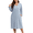 LightBlue, variant on Womens Plus Size Long Sleeve Nightgown V Neck Ribbed Knit Lounge Dress with Pockets, Sizes 1-5X