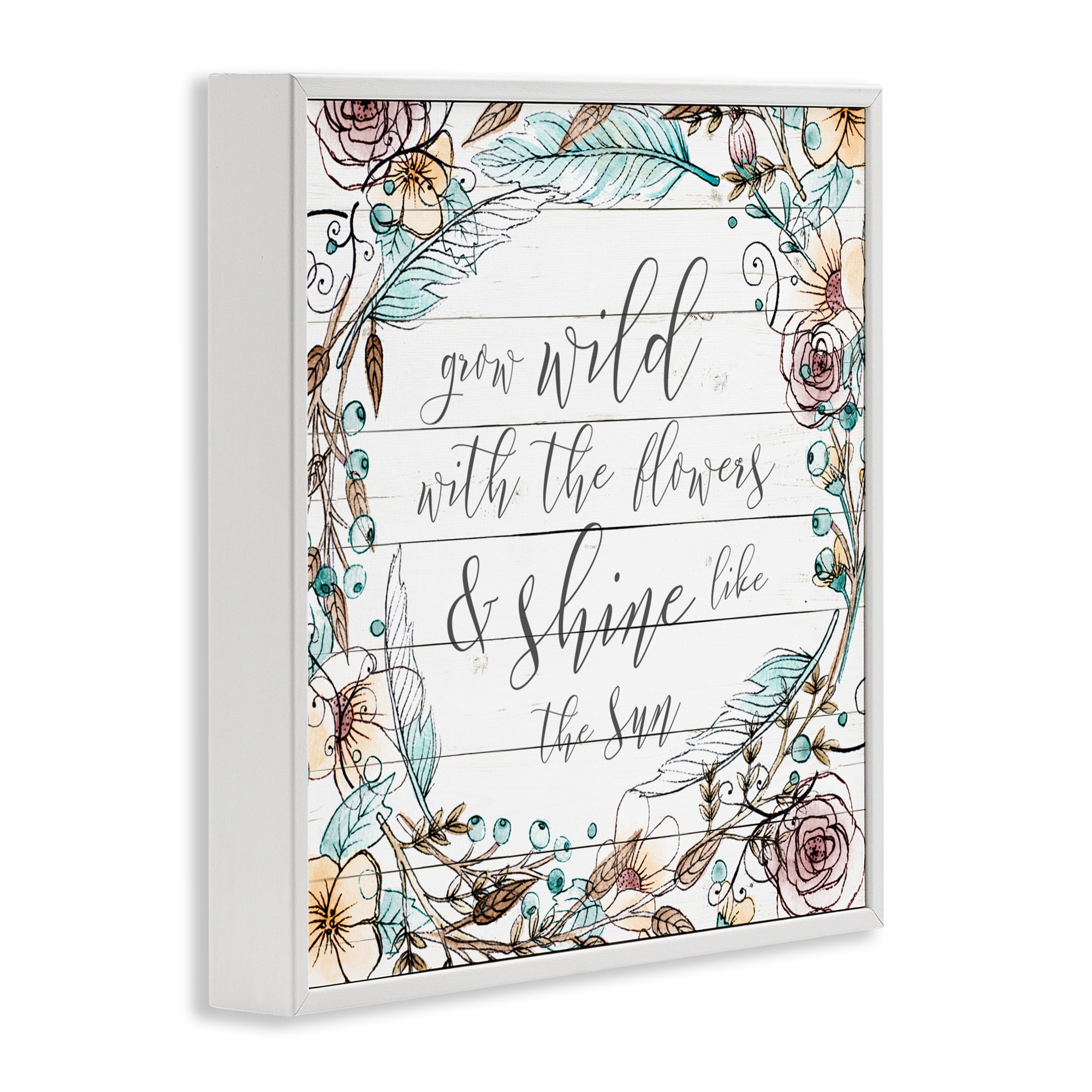 Stupell Industries Grow Wild With Flowers White Framed Giclee Art, design by SD Graphics Studio