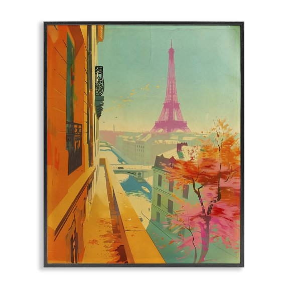 Stupell Industries Contemporary Modern Eiffel Tower Black Framed Giclee Art, 11 x 14, by Sasha