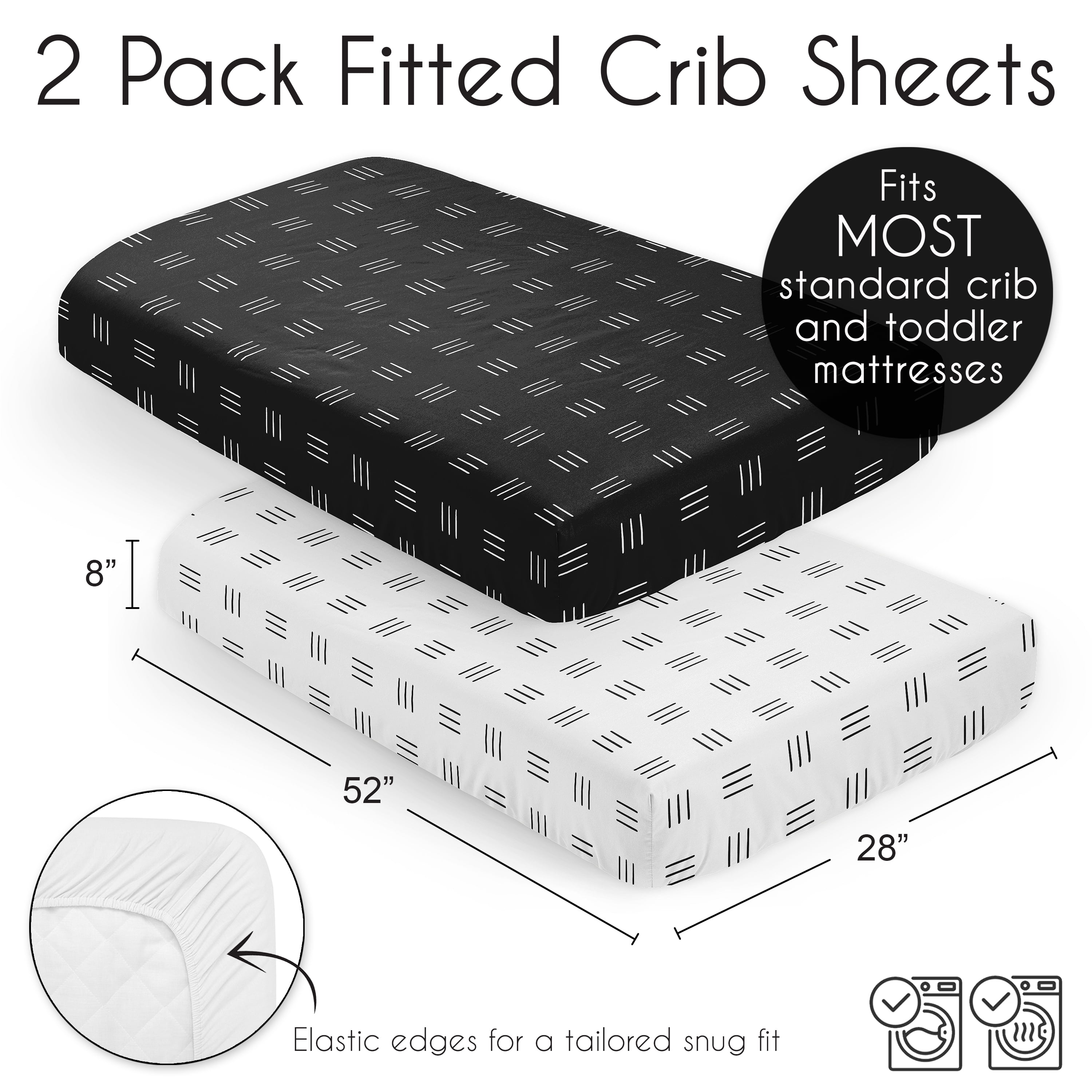 Sweet Jojo Designs Boho Hatch Black and White Fitted Crib Sheets 2 Piece Set