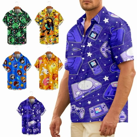 

Youth Adult Button Up Hawaiian Shirts Fashion Party Bowling Shirts Sizes Kids-Adult Unisex