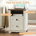 thumbnail image 2 of Merluxy Nightstand Set of 2 with Charging Station, 18" Farmhouse End Table with Storage Drawers & USB Ports for Living Room, Antique White, 2 of 6