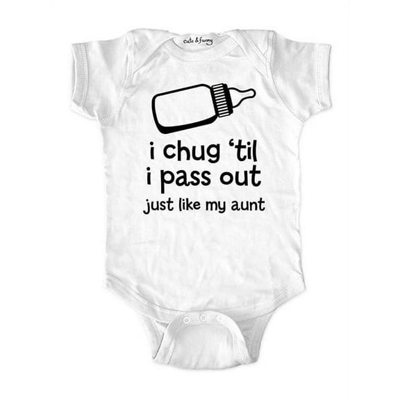 I chug 'til I pass out just like my aunt - wallsparks cute & funny Brand - baby one piece bodysuit - Great baby shower gift!