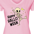 thumbnail image 4 of Inktastic Happy Halloween with Dancing Skeleton Women's V-Neck T-Shirt, 4 of 5