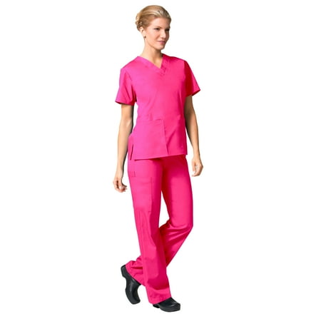 

Maevn CORE Women s Classic V-Neck Solid Scrub Top & Full Elastic Band Cargo Scrub Pant Set [XXS - 3XL]