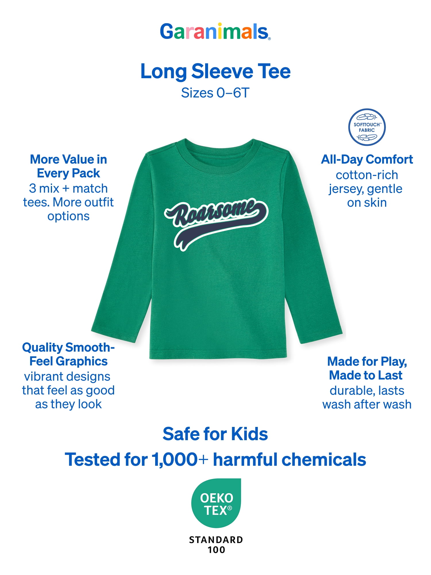 Garanimals Baby & Toddler Boys Long Sleeve Shirts, Single & 3-Pack, Sizes 0-6T