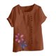 thumbnail image 4 of Vestidos Casuales Para Mujer, Blusas De Mujer De Moda Blusa informal de lino con cuello redondo, manga corta y botones para mujer, 4 of 4