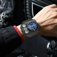 thumbnail image 4 of Findtime Big Face Watch for Men Square Large Face Cool Mens Watches with Three Time Zone Countdown Alarm LED Stopwatch Unique Cool Wristwatch, 4 of 8