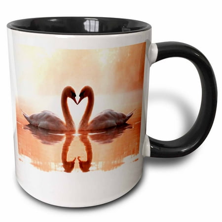 

3dRose Swan Love - Two Tone Black Mug 11-ounce