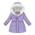 thumbnail image 5 of newwalpole Girls Winter Coats Hooded Sherpa Lined Lightweight Jacket Thick Warm Puffy Waterproof Windproof Cotton Shiny Jackets Light Purple for Size 7-8 Years, 5 of 6
