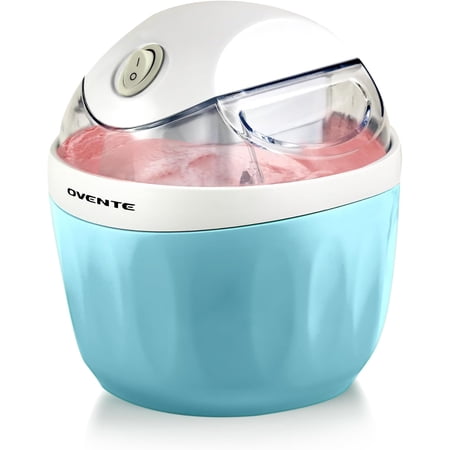 OVENTE Electric Ice Cream Maker with Easy-Lock Lid, 1QT Freezer Bowl for Healthy & Homemade Frozen Yogurt, Sorbet and Gelato, Mini Kitchen Appliance Ideal for Summer Desserts for Kids, Blue ICM110BL