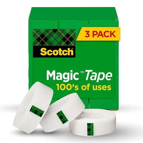 Scotch Magic Tape 1" x 2592" 3" Core 3/Pack, Clear