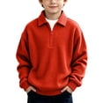 thumbnail image 2 of DJDLJWCJ Big Boys Lapel Sweatshirt Half Zip Long Sleeve polo Shirt Solid Color Loose Fit Pullover Tops Red Size 9, 2 of 10
