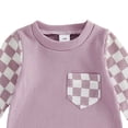 thumbnail image 3 of Enyan Newborn Baby Boy Fall Outfit Romper Long Sleeve Plaid Print Patchwork Jumpsuits Cute Infant Waffle Clothes(Purple,12-18 Months), 3 of 4