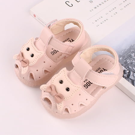 

Herrnalise Toddler Baby Girls Cartoon Cat Bow Cute Hollow Out Soft Crib Kids Summer Sandals Toddler Girls Shoes on Clearance