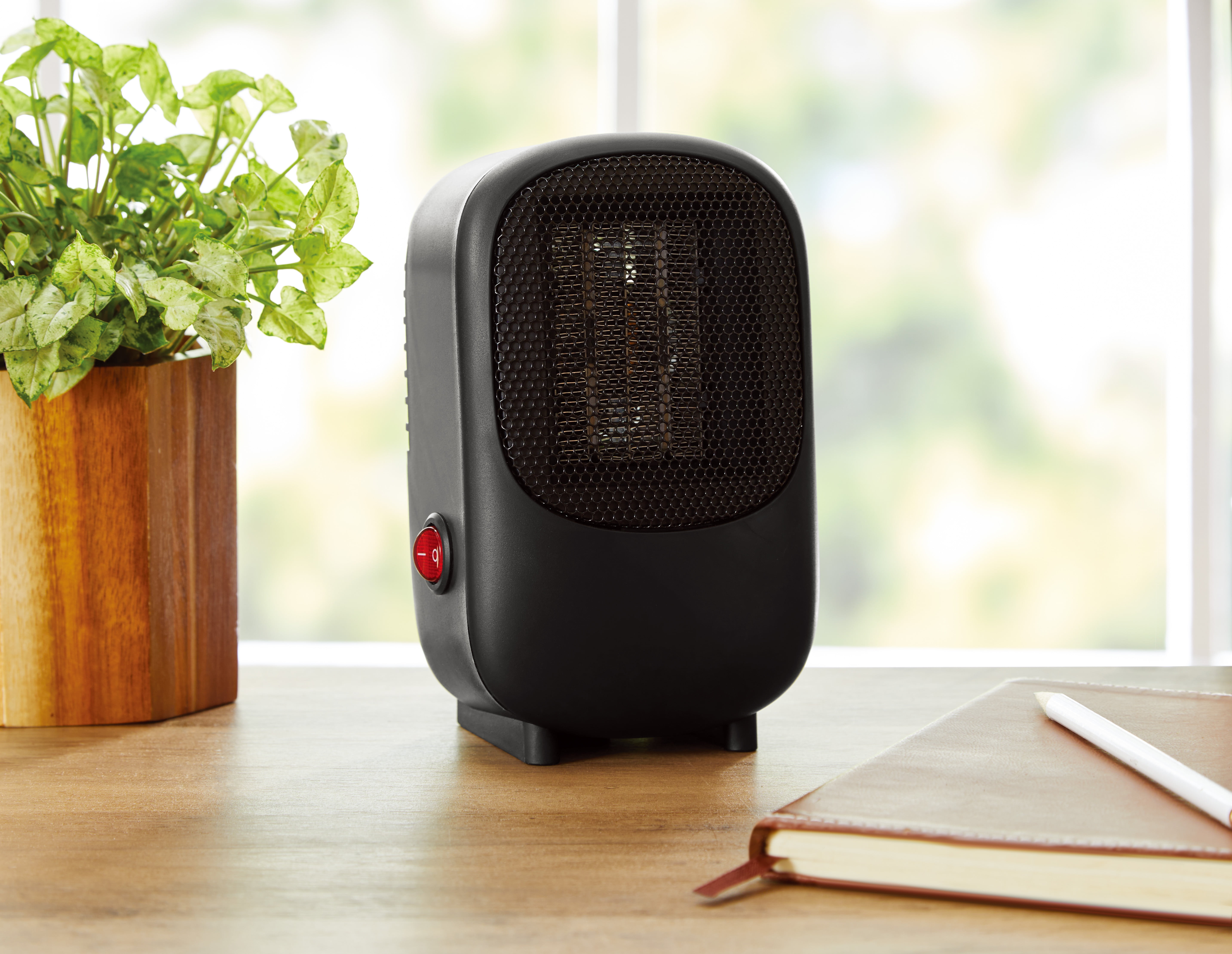 Mainstays Personal Electric Ceramic Heater 400W for Inside, Portable Electric Heater for Home, PTC Ceramic for Fast Safe Energy Efficiency, Black