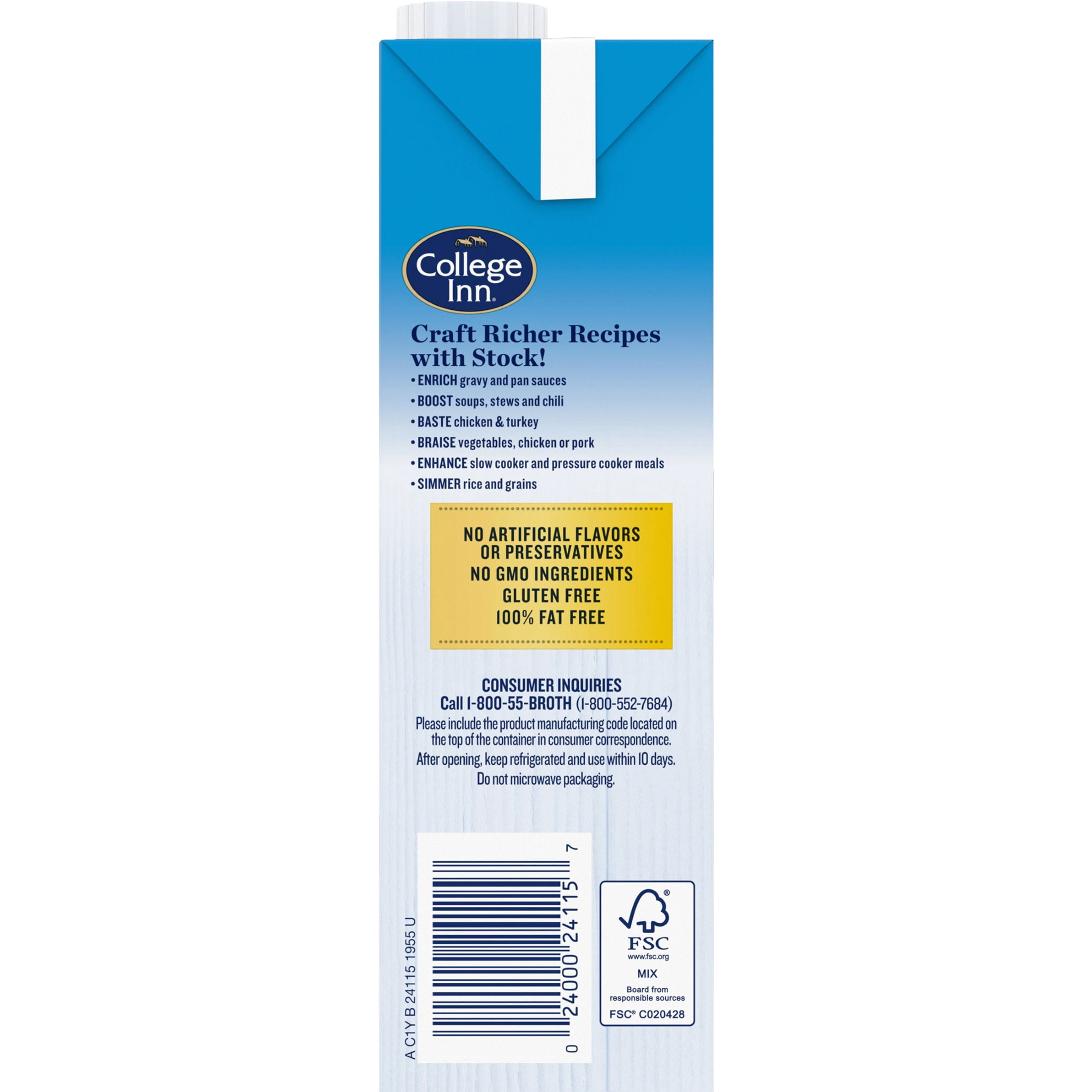 (12 pack) College Inn Chicken Stock, 32 oz Carton