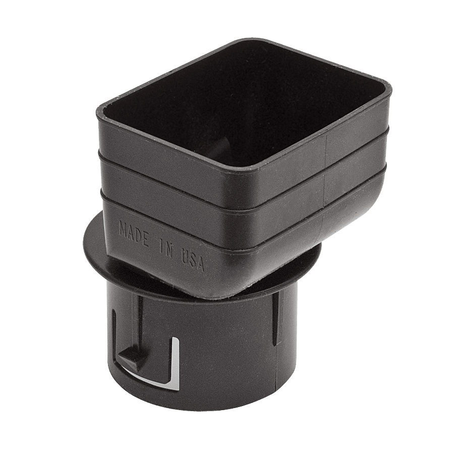 2x3x3 Universal Downspout to Drain Pipe Adapter, Black