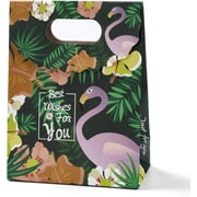 15 Pcs Rectangle Paper Flip Gift Bags Flamingo Pattern Paper Bags with Handle Dark Slate Gray Wedding Favor Bags