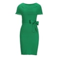 thumbnail image 4 of Bigersell Girls Dresses Fashion Women Summer Casual Off Shoulder Backless Pullover Short Sleeve Bandage Solid Color Mini Dress Female Dresses Women's Plus Maxi Dresses, Style 21019, Green M, 4 of 8