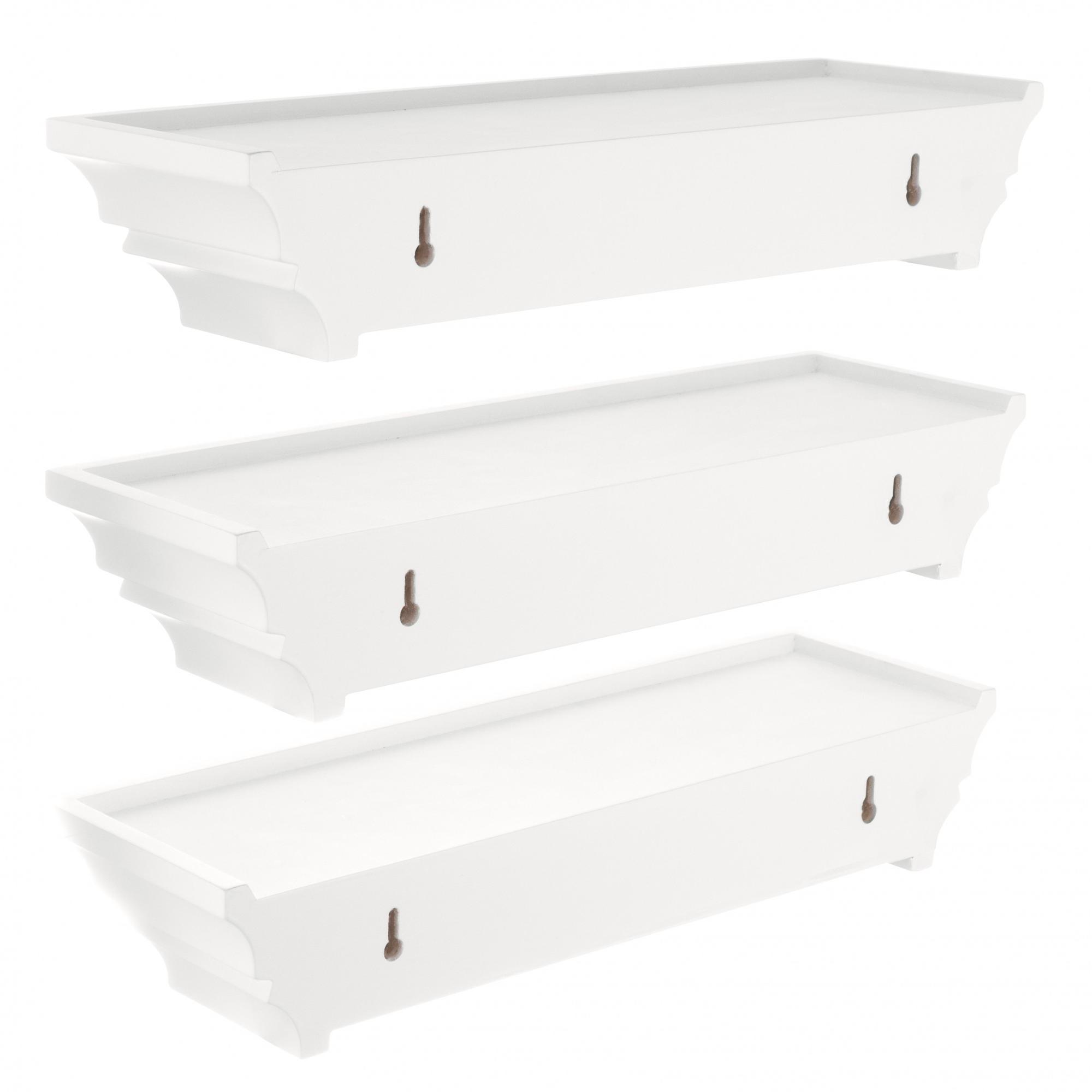 kieragrace KG Madison Contoured Floating Wall Shelf - White, 16", Set of 3