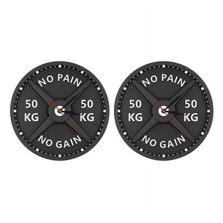 2X 50KG Print Wall Clock Circular Gym Weight Lifting Dumbbell Bodybuilding Silent Acrylic Clock